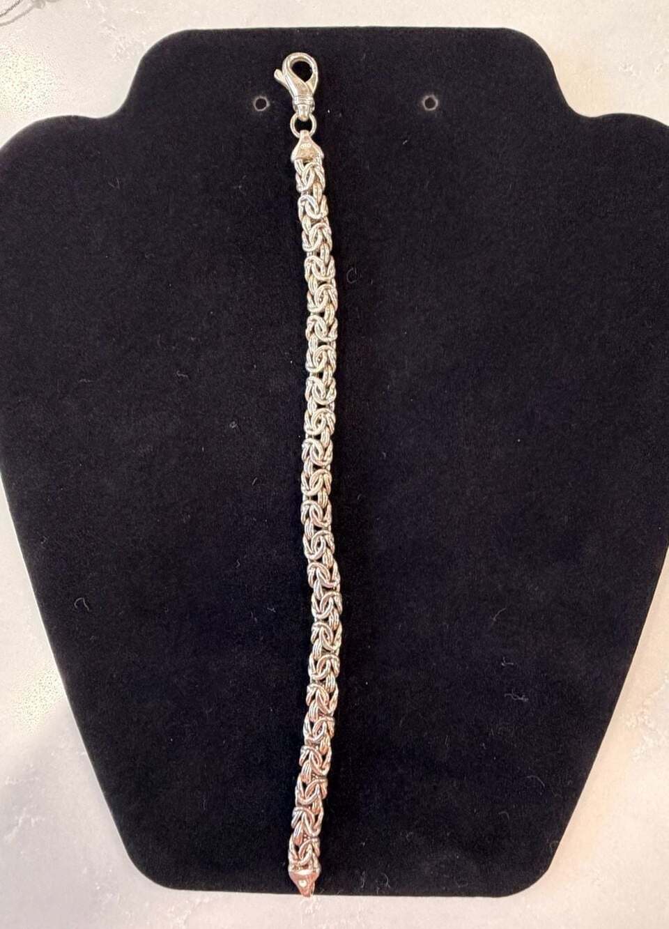 925 Sterling Silver Byzantine Link Bracelet with Lobster Clasp